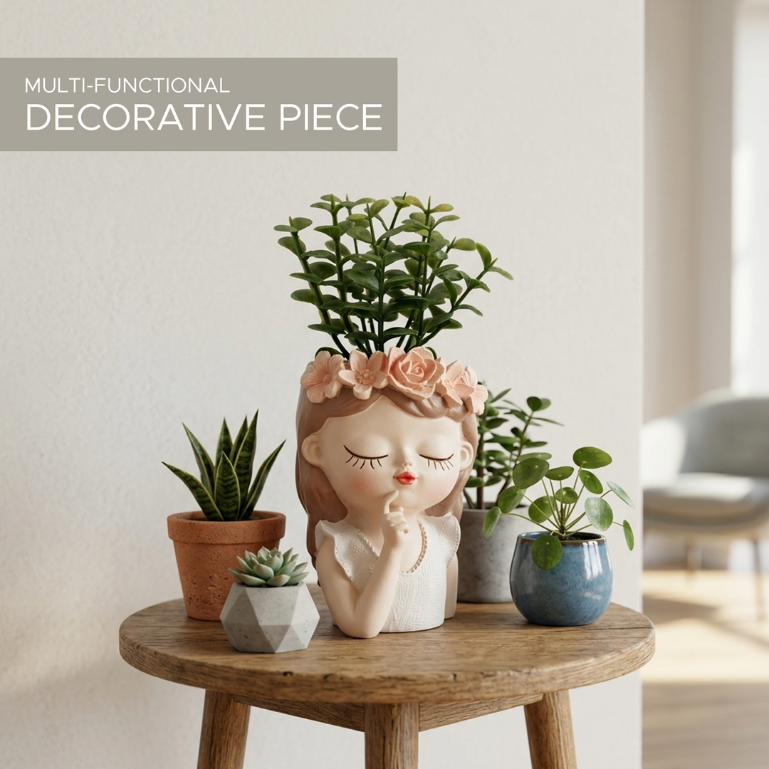 Fairy 3PCS Set Think Sleep Shhh Polyresin Decorative Succulent Planter Cute Fairy Girl Flower Pot Tabletop Vase Pen Pencil Holder Propagator Kit Indoor Outdoor Home Office Desk Decor