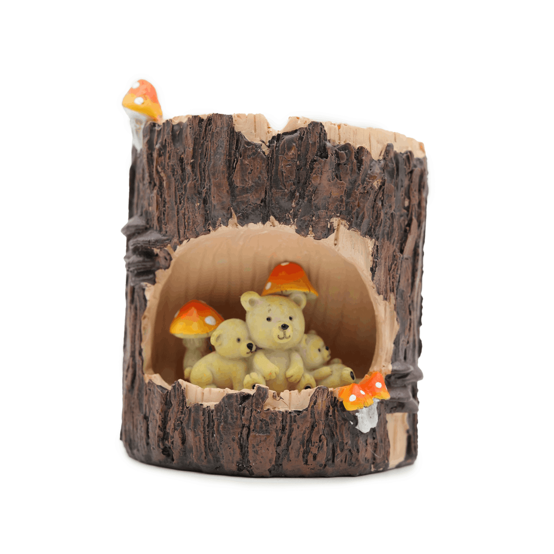 Woodland Animal Planter Set Polyresin Decorative Flower Vase Cute Squirrel Bunny and Bear Succulent Pots Tree Trunk Design Indoor Outdoor Home Garden Decor Pen Pencil Holder Gift Epoxy Coated Finishing
