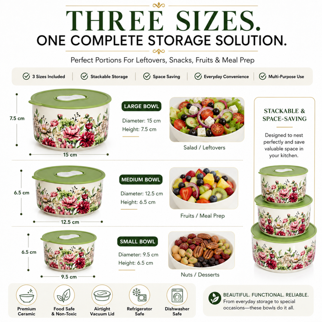 Ceramic Bowl Set Premium Porcelain Storage and Serving Bowls Microwave and Dishwasher Safe Soup Rice Snack Cereal Meal Prep Bowls Modern Kitchen Food Container Set