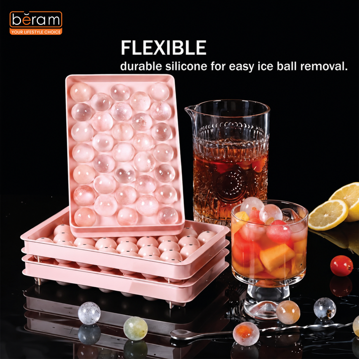 Round Ice Ball Maker Mold for Freezer, Honeycomb Ice Moulds, Ice Trays 33 Grids with Food Grade PP material, Silicone Ice Maker Trays, BPA free, BERAM