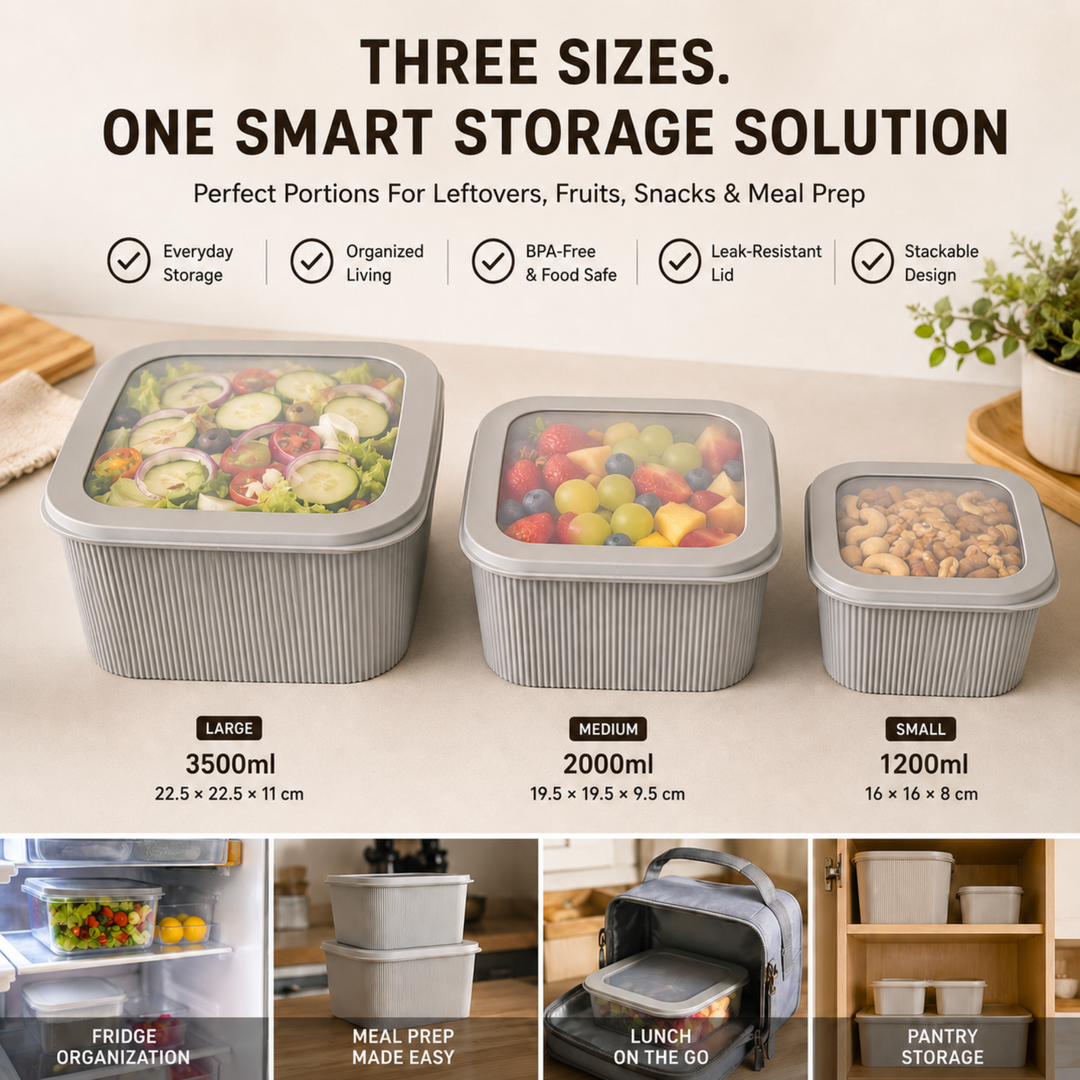 Storage Mixing Bowl Set with Lid BPA-Free Plastic Nesting Bowls for Kitchen Microwave & Dishwasher Safe Food Storage & Salad Prep Bowls (1.3L, 2.2L, 3.4L)