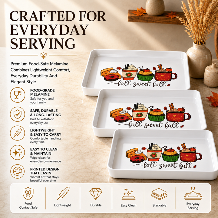 Melamine  Tray White Set Serving Tray Microwave Safe Look Lightweight Durable Platter for Snacks Desserts Tea Coffee Dining Kitchen Party and Restaurant Use