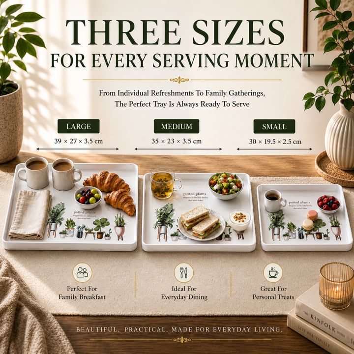 Melamine  Tray White Set Serving Tray Microwave Safe Look Lightweight Durable Platter for Snacks Desserts Tea Coffee Dining Kitchen Party and Restaurant Use
