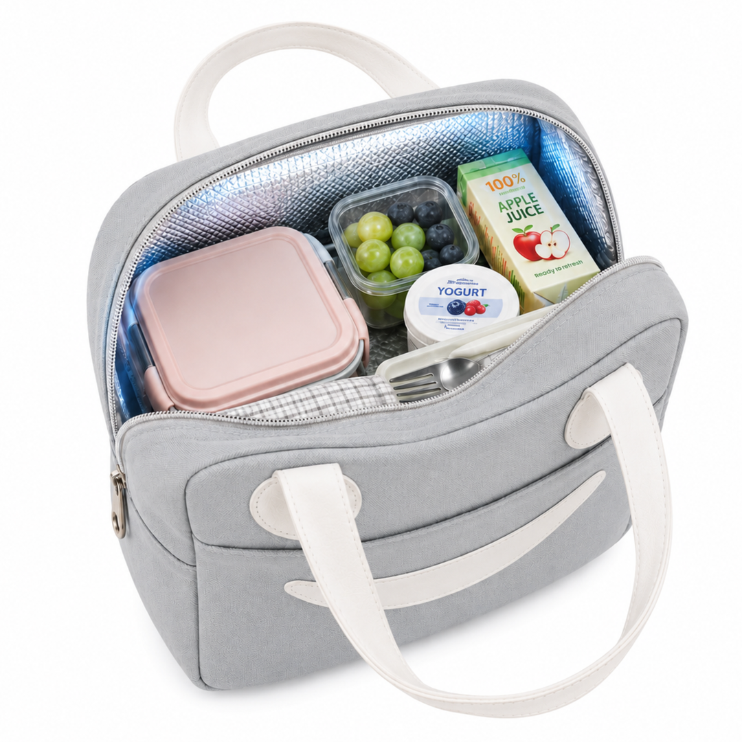 Insulated Lunch Bag, Reusable Thermal Lunch Tote with Zipper Closure, Lightweight Lunch Box Carry Bag for Office, School, Travel, Picnic, Work and Daily Meal Storage