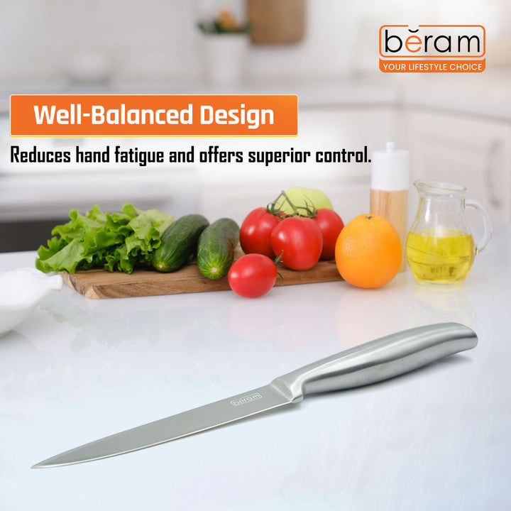 BERAM 5 Inch Proffessional Utility Knife 3CR13 Stainless Steel Blade Sharp Versatile Ergonomic Precise Cutting Knife for Home Professional Kitchens Sleek Durable Kitchen Essential SS hollow handle