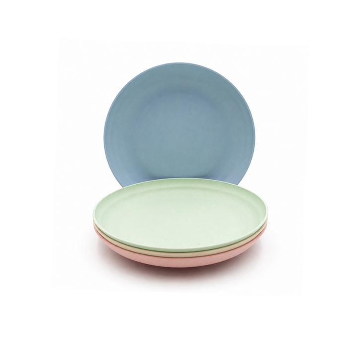 BERAM Wheat Straw Plate Set, Dinnerware Set of 4, Unbreakable Plates, Lightweight Dishes, Kitchen Crockery, Serving Saucers and Platters