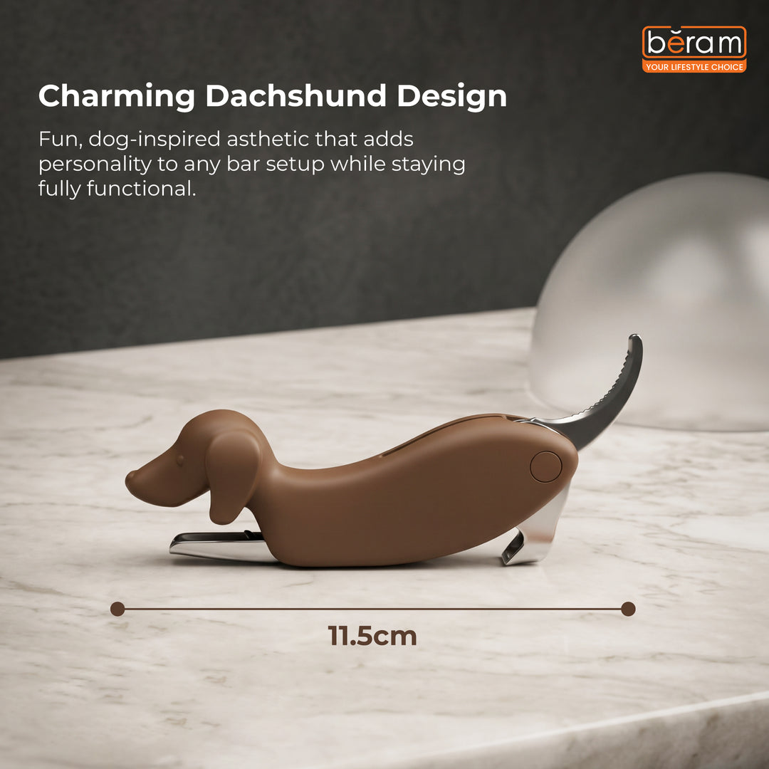 Beram Dachshund Dog Multi Opener, Multifunctional Stainless Steel Bottle Opener With Foil Cutter, Waiter's Corkscrew, For Restaurant, Parties, Functions And Home Use, Summer Drinkware Accessories