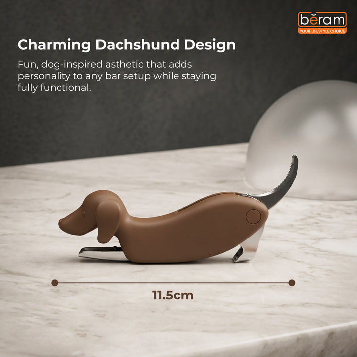 Beram Dachshund Dog Multi Opener, Multifunctional Stainless Steel Bottle Opener With Foil Cutter, Waiter's Corkscrew, For Restaurant, Parties, Functions And Home Use, Summer Drinkware Accessories