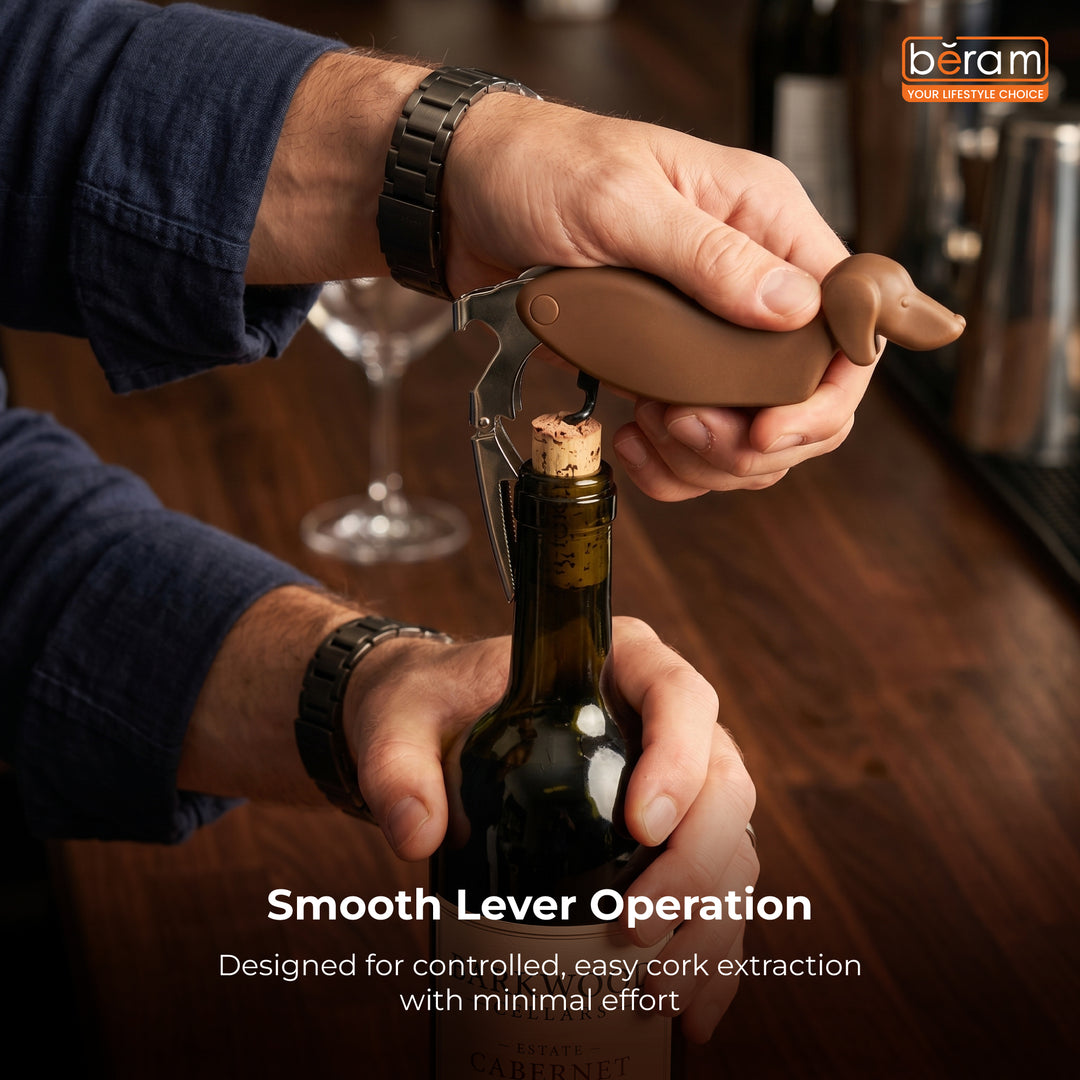 Beram Dachshund Dog Multi Opener, Multifunctional Stainless Steel Bottle Opener With Foil Cutter, Waiter's Corkscrew, For Restaurant, Parties, Functions And Home Use, Summer Drinkware Accessories