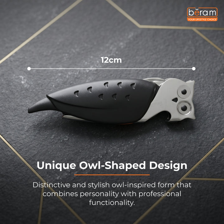 BERAM Owl-Shaped Waiter's Corkscrew – Multifunctional Stainless Steel Wine Bottle Opener with Foil Cutter, Manual Wine Key for Bartenders, Servers, and Home Kitchens