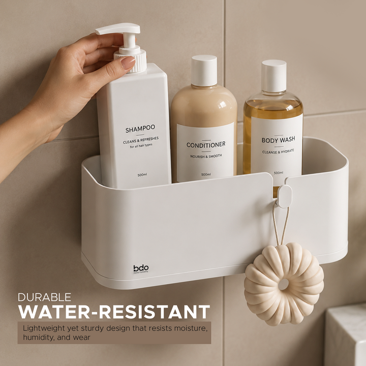 Rustproof Wall-Mounted Bathroom Shelf Stainless Steel Shower Caddy Organizer No-Drill Storage Solution Ideal for Bathroom Shower and Space-Saving Organization