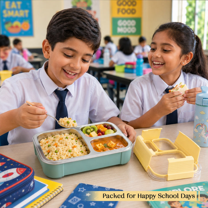 Beram Premium 304 Stainless Steel Insulated Bento Lunch Box 780ml – Silicone & PP 3 Compartment Leakproof Tiffin Box for Kids & Adults BPA-Free Eco-Friendly Food Storage Box for School & Office