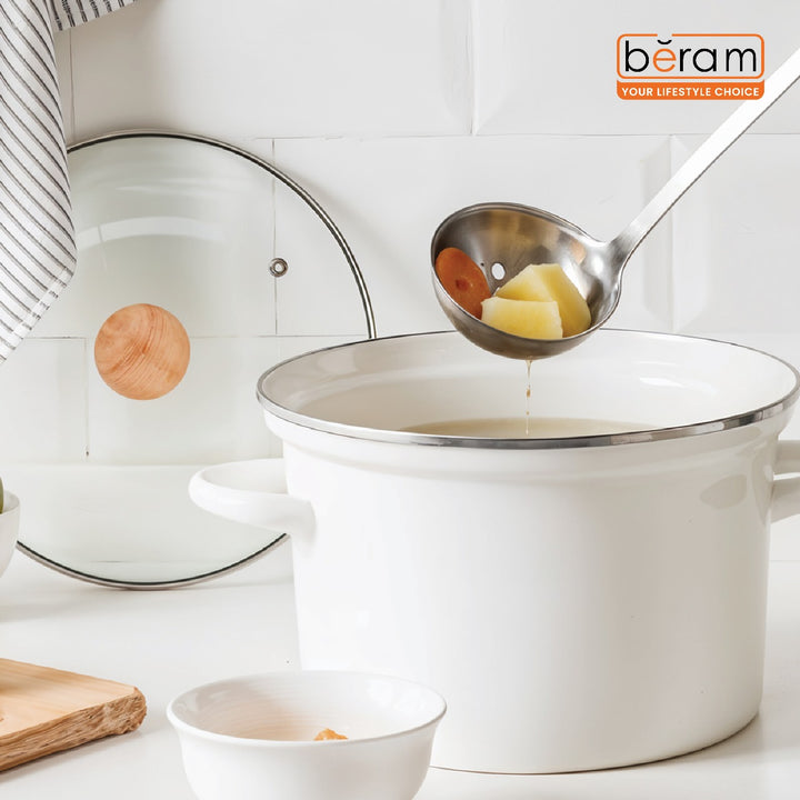 BERAM Skimmer Strainer Stainless Steel Skimmer Soup Ladle Elegant Design Cooking Utensils Kitchen Tool for Frying Straining and Draining (7 CM)