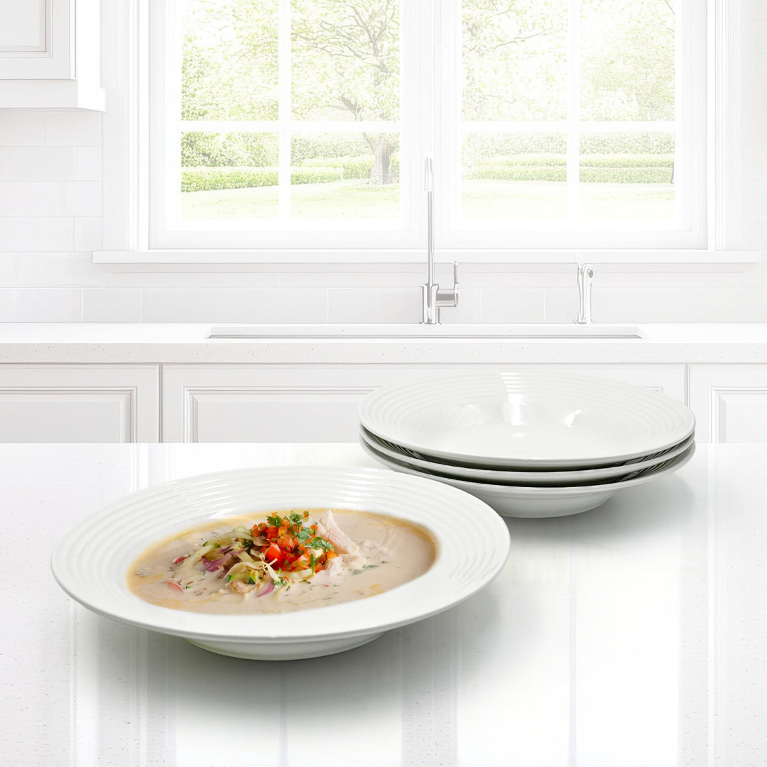 16Pc Ceramic Dinner Set Service Of 4 Includes Dinner&Dessert Plates Bowls Semi Bowl Plate Durable  White LightWeight Microwave Safe for Everyday Use Special Occassion Gifting