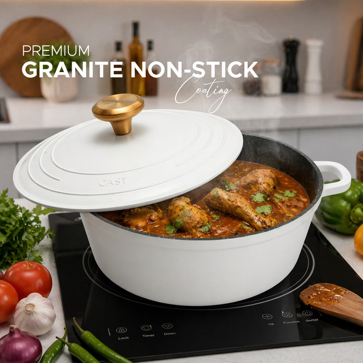 11-Piece Non-Stick Cookware Set with Lids – Granite Coated Die-Cast Aluminum Casserole Pots & Fry Pan, Heat-Resistant Handles, Induction & Gas Compatible