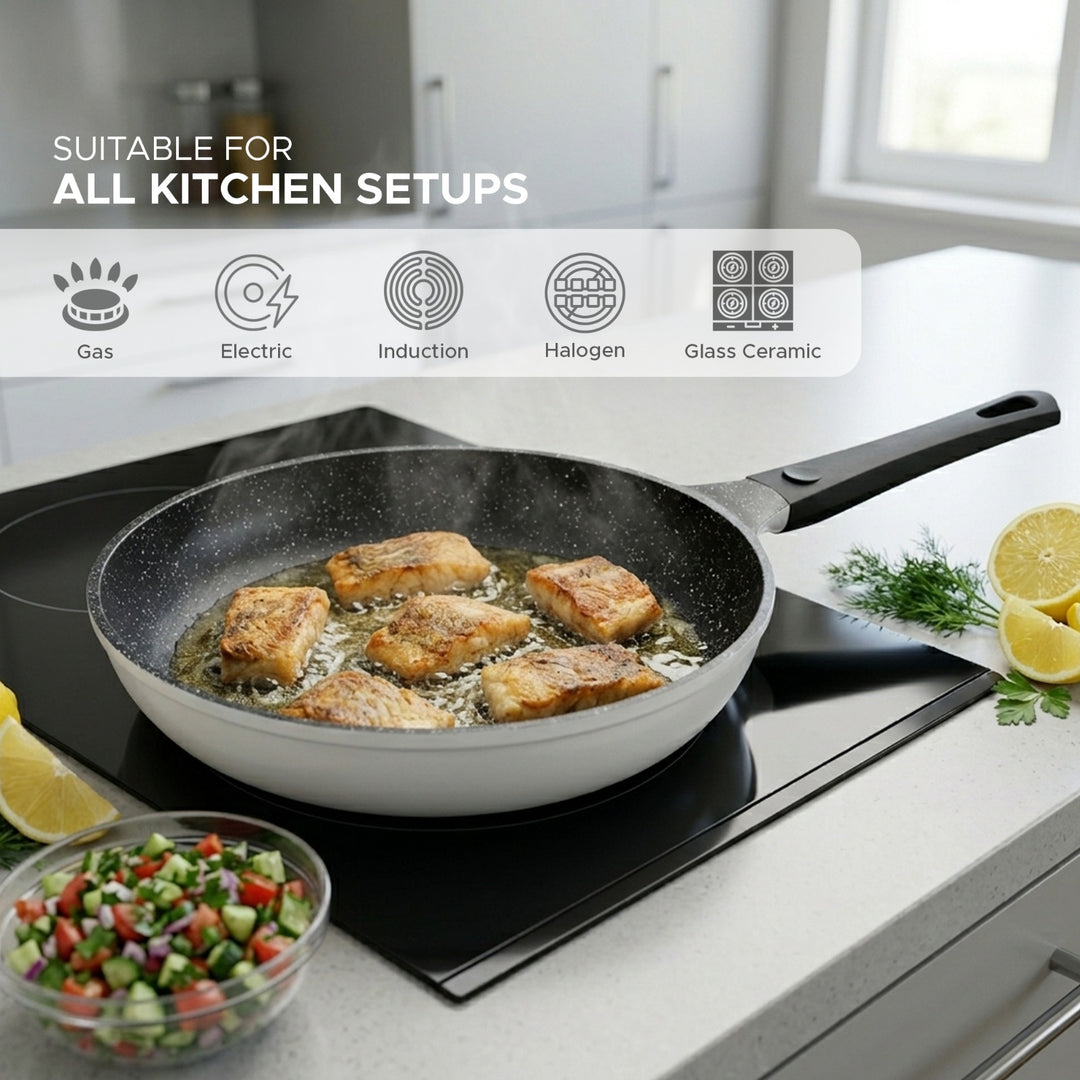 11-Piece Non-Stick Cookware Set with Lids – Granite Coated Die-Cast Aluminum Casserole Pots & Fry Pan, Heat-Resistant Handles, Induction & Gas Compatible