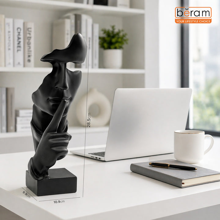 BERAM Silence Face Art Decor Modern Abstract Resin Thinking Face Statue Elegant Minimalist Mask Sculpture for Home Décor Living Room Office Desk Bookshelf Entryway Tabletop Display Ornament