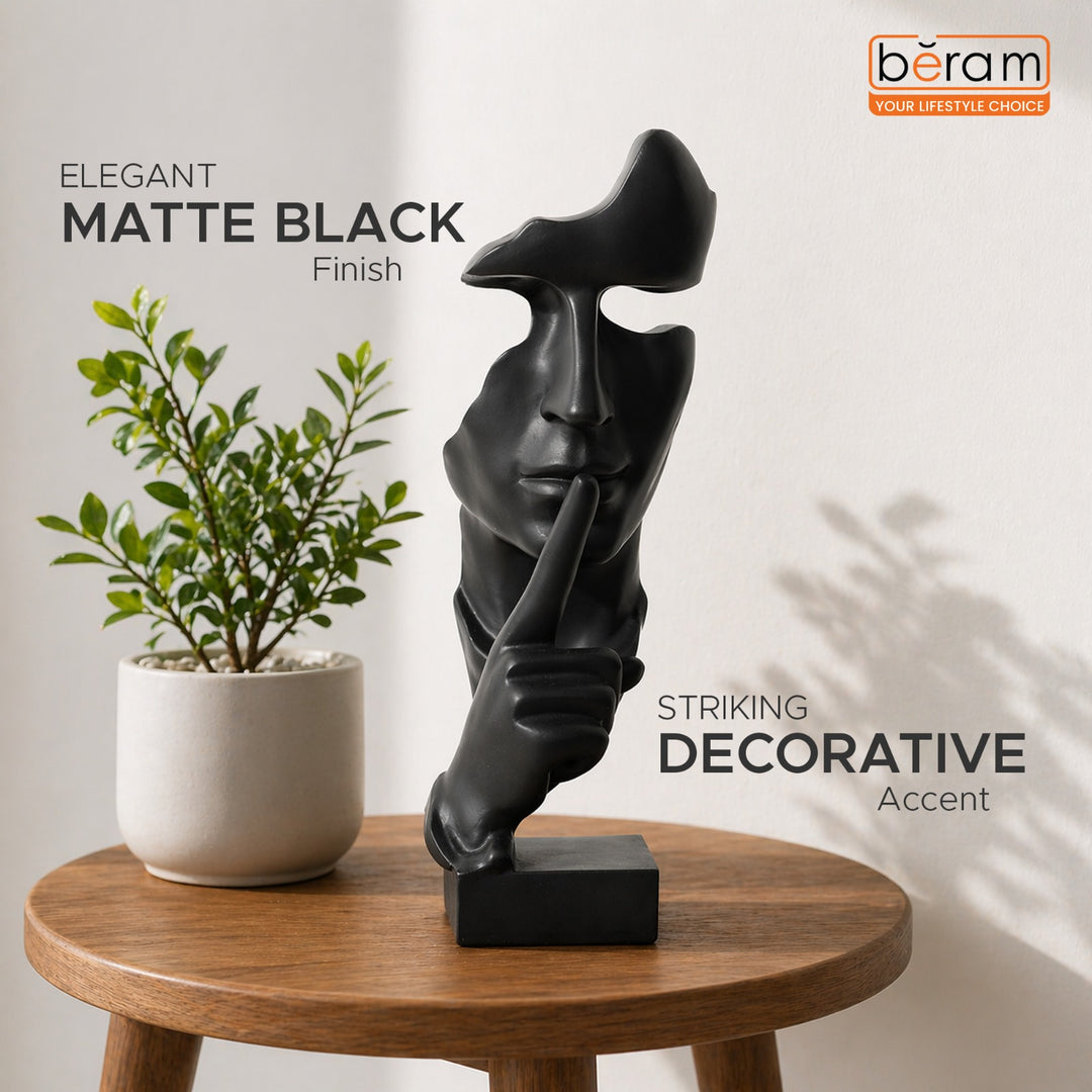 BERAM Silence Face Art Decor Modern Abstract Resin Thinking Face Statue Elegant Minimalist Mask Sculpture for Home Décor Living Room Office Desk Bookshelf Entryway Tabletop Display Ornament