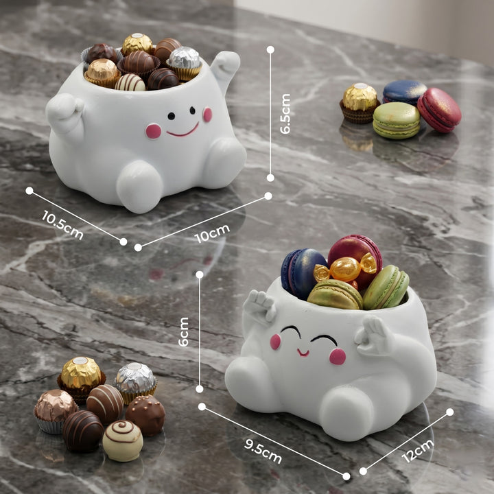 Clouds 4Pcs Set O Heart Sooper Victory Polyresin Cute Smiling Cloud Succulent Planter Decorative Mini Vase Indoor Outdoor Home Office Desk Decor Pen Pencil Holder Propagator Kit