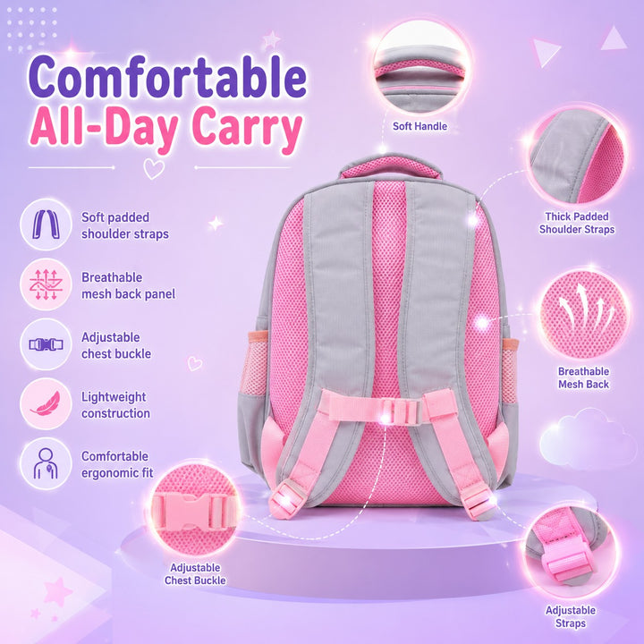14.5 Inch School Backpack Lightweight Water-Resistant Book bag with Multiple Compartments, Padded Shoulder Straps & Side Bottle Pocket, Durable Daily Travel Bag