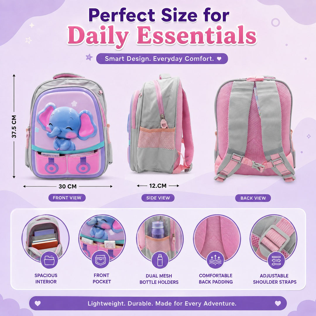14.5 Inch School Backpack Lightweight Water-Resistant Book bag with Multiple Compartments, Padded Shoulder Straps & Side Bottle Pocket, Durable Daily Travel Bag