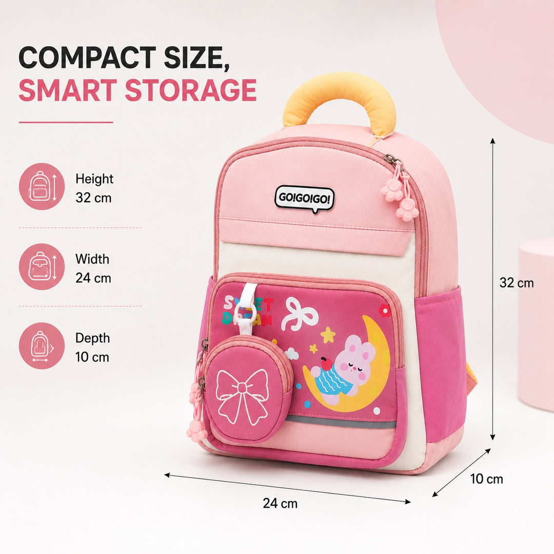 Cute Cartoon School Backpack with Mini Zip Pouch, Lightweight Student Book Bag, Multi Pocket School Backpack with Adjustable Shoulder Straps, Large Capacity Backpack for School & Daily Use