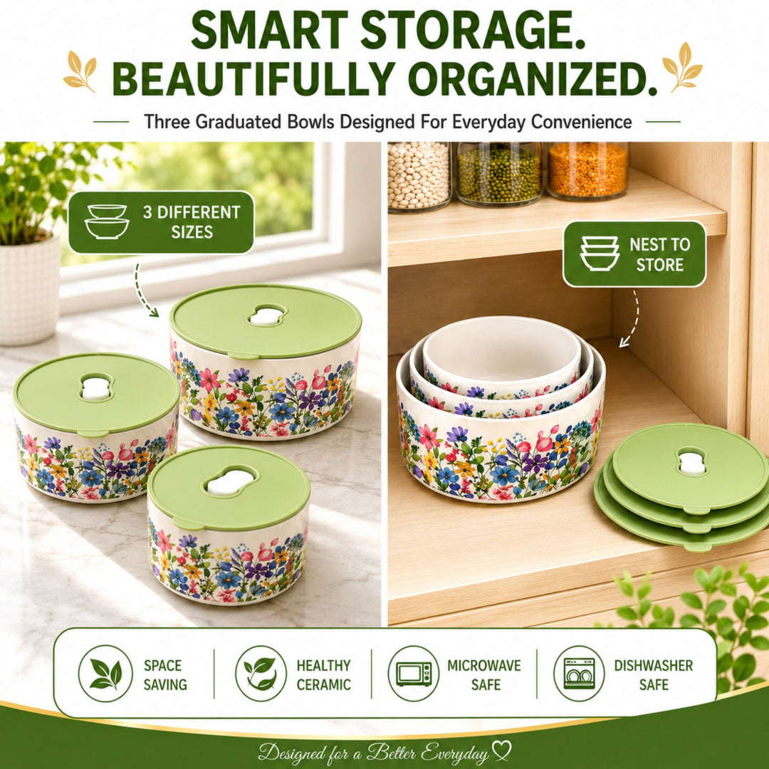 Ceramic Bowl Set Premium Porcelain Storage and Serving Bowls Microwave and Dishwasher Safe Soup Rice Snack Cereal Meal Prep Bowls Modern Kitchen Food Container Set