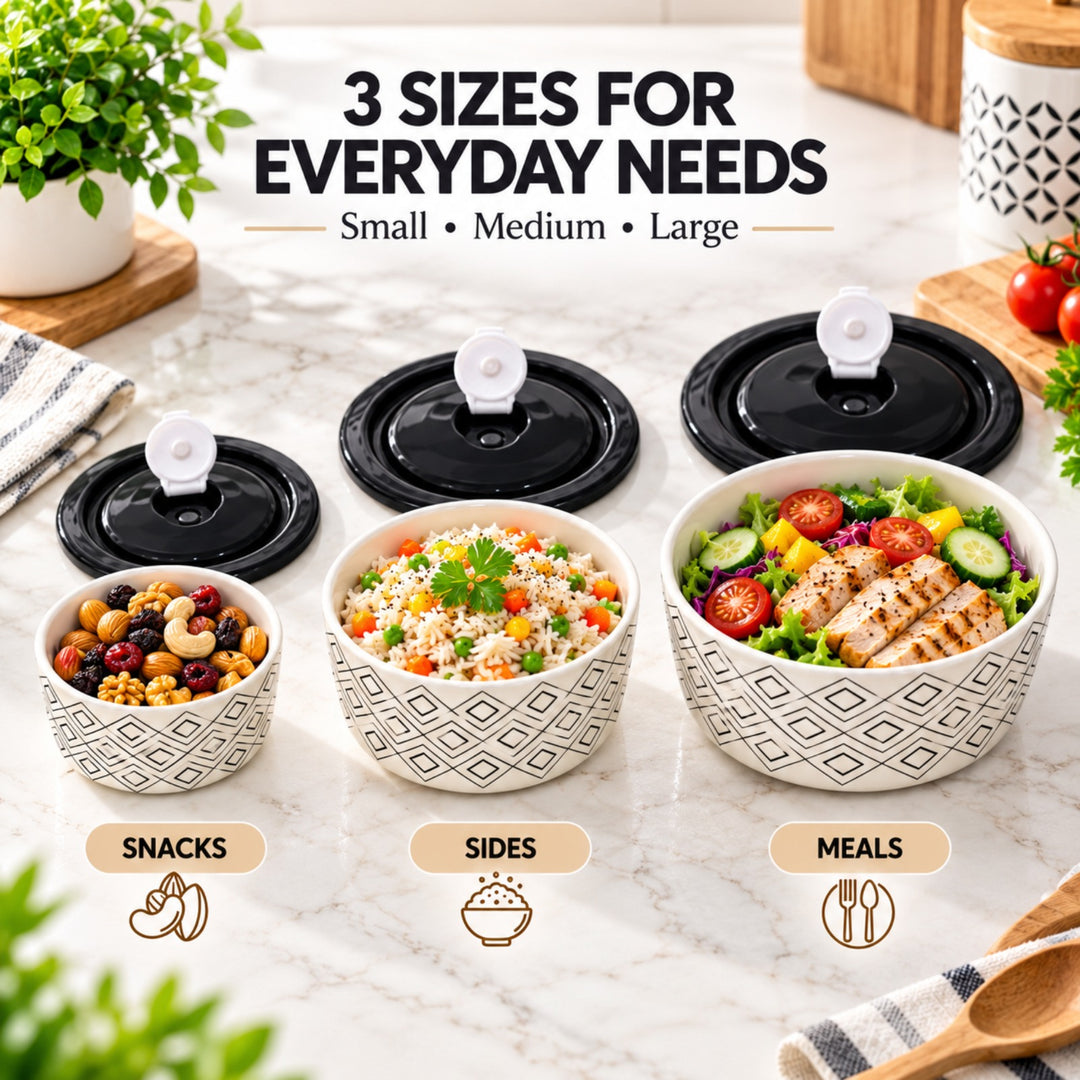 Ceramic Bowl Set Premium Porcelain Storage and Serving Bowls Microwave and Dishwasher Safe Soup Rice Snack Cereal Meal Prep Bowls Modern Kitchen Food Container Set