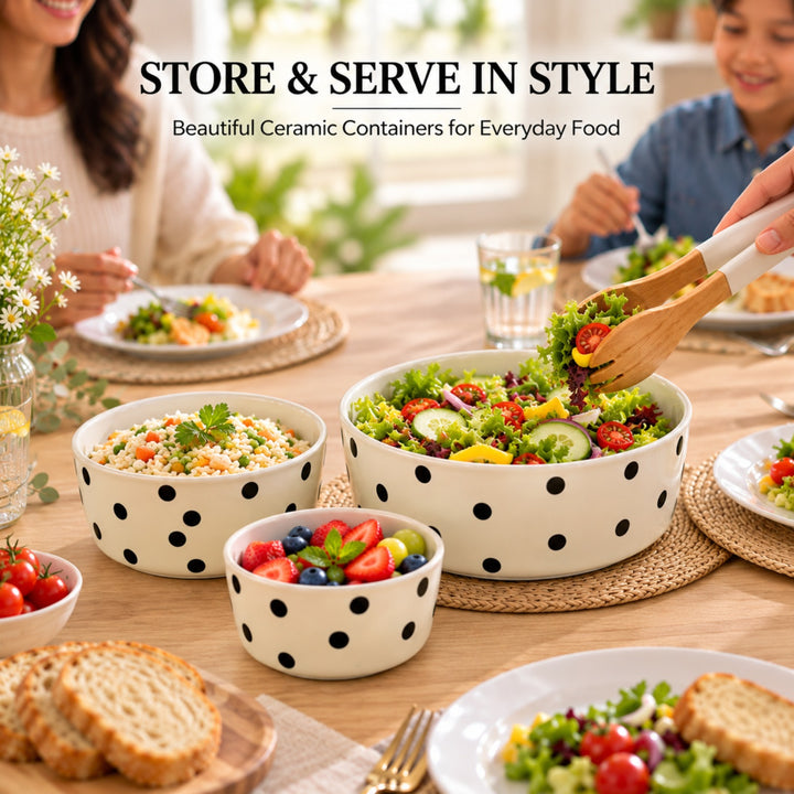 Ceramic Bowl Set Premium Porcelain Storage and Serving Bowls Microwave and Dishwasher Safe Soup Rice Snack Cereal Meal Prep Bowls Modern Kitchen Food Container Set