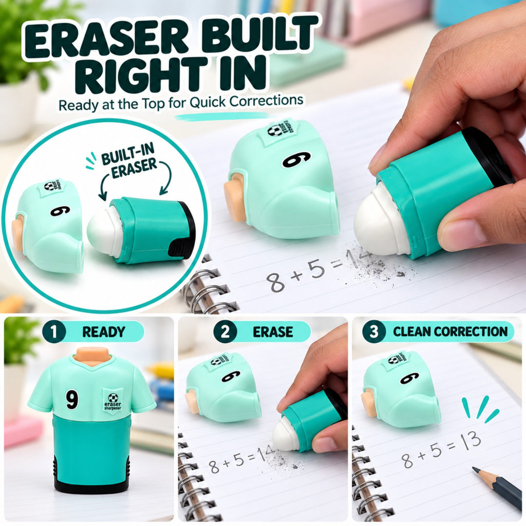 Sharpener Jersey Pencil Sharpener, Compact Manual Pencil Sharpener, Portable Stationery Sharpener for Writing, Drawing, Sketching, Office, School and Everyday Use