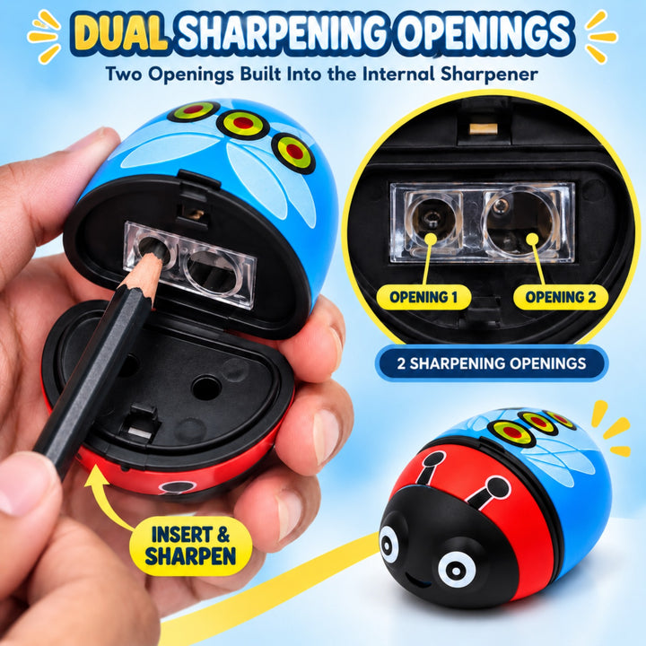 Sharpener Ladybug Pink Pencil Sharpener, Compact Manual Pencil Sharpener, Portable Stationery Sharpener for Home, Office, School and Drawing