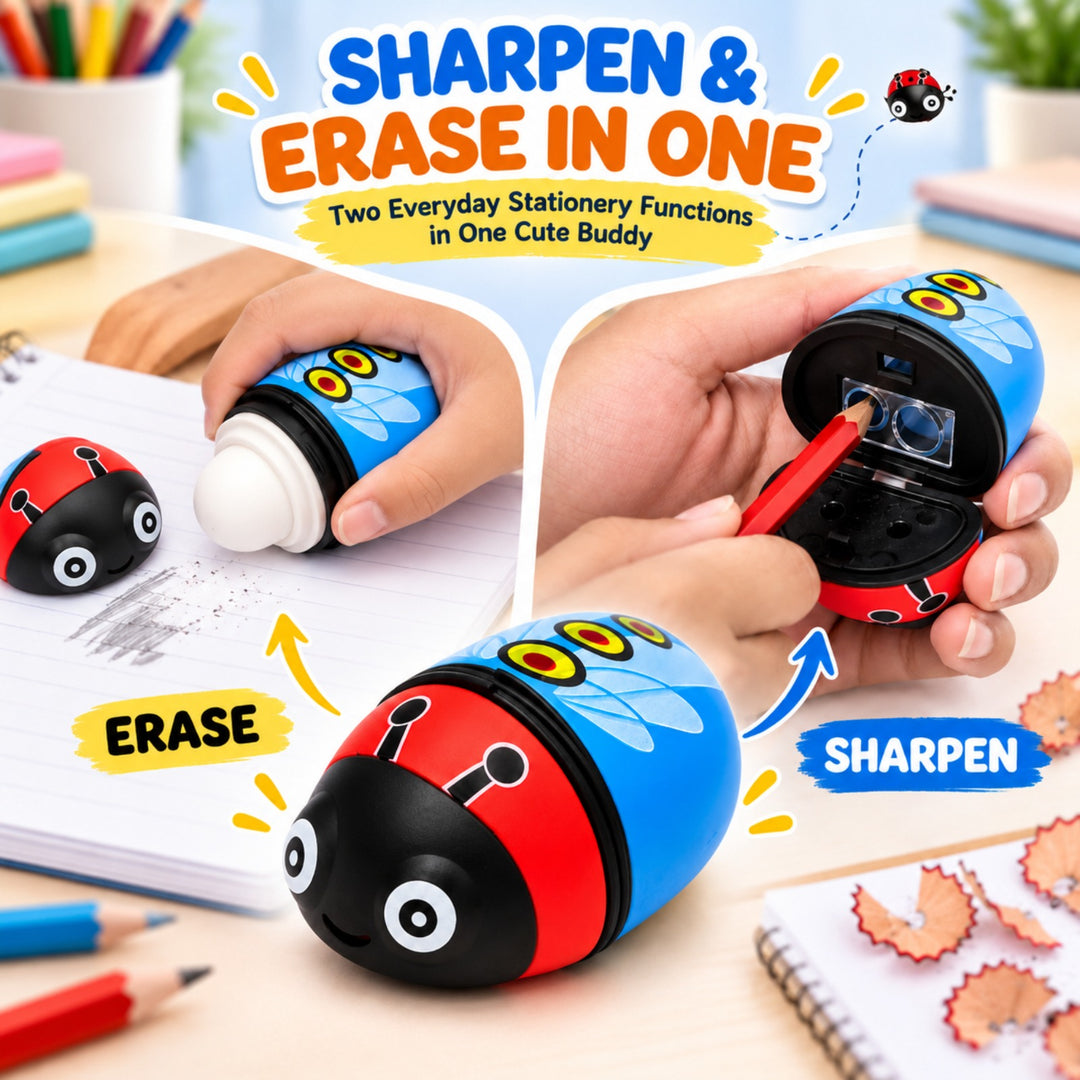 Sharpener Ladybug Pink Pencil Sharpener, Compact Manual Pencil Sharpener, Portable Stationery Sharpener for Home, Office, School and Drawing