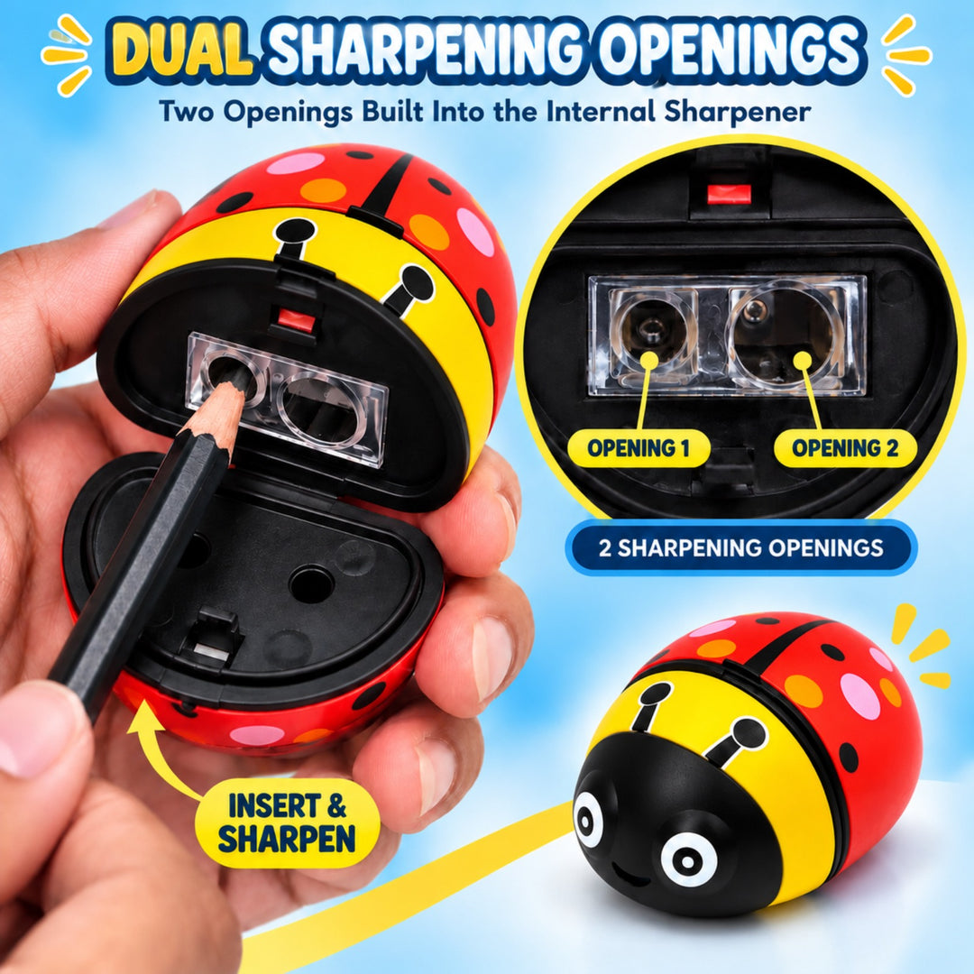 Sharpener Ladybug Pink Pencil Sharpener, Compact Manual Pencil Sharpener, Portable Stationery Sharpener for Home, Office, School and Drawing