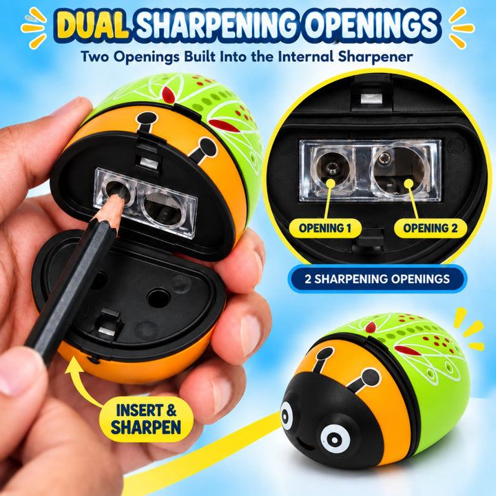 Sharpener Ladybug Pink Pencil Sharpener, Compact Manual Pencil Sharpener, Portable Stationery Sharpener for Home, Office, School and Drawing