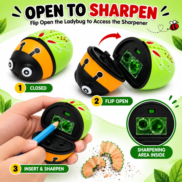 Sharpener Ladybug Pink Pencil Sharpener, Compact Manual Pencil Sharpener, Portable Stationery Sharpener for Home, Office, School and Drawing