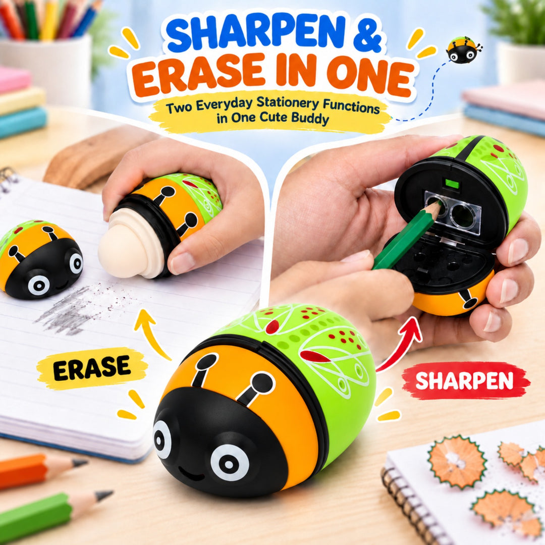 Sharpener Ladybug Pink Pencil Sharpener, Compact Manual Pencil Sharpener, Portable Stationery Sharpener for Home, Office, School and Drawing