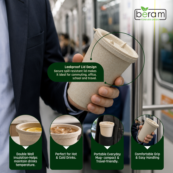 Wheat Straw 300 ml Cup With Lid