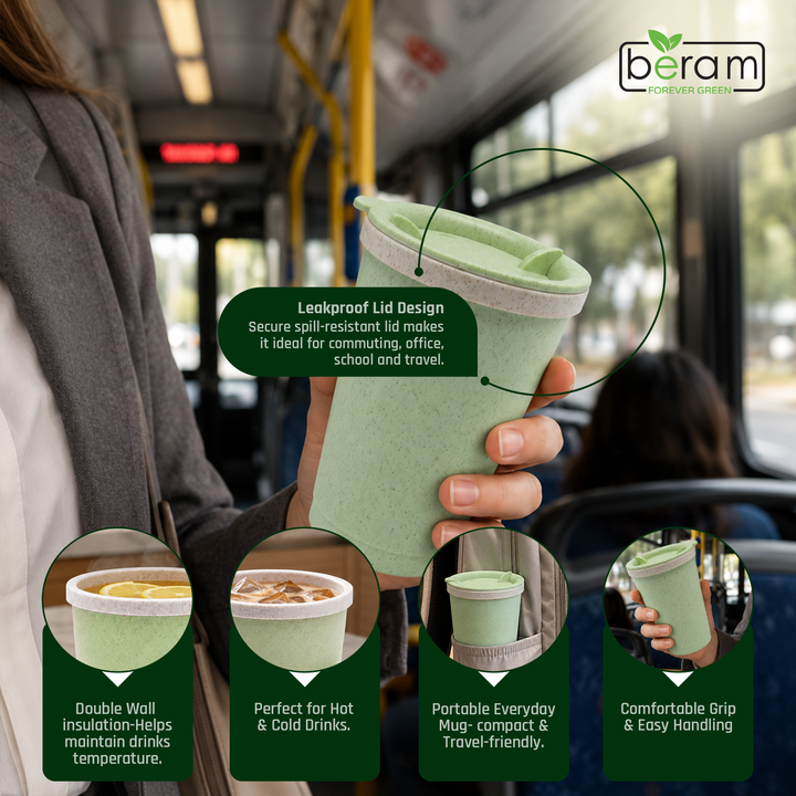 Wheat Straw 300 ml Cup With Lid
