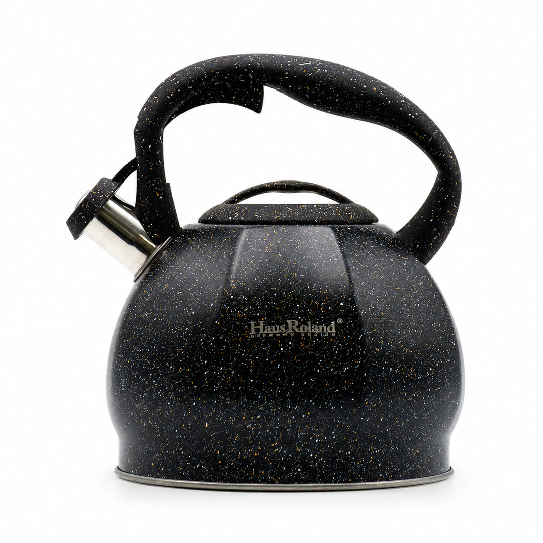 Haus Roland Whistling Kettle, Stovetop Tea Kettle, Stainless Teapot, 3 Liters with Dotted Grain Handles, Fast Boiling, Perfect for Homes, Picnics, and Parties
