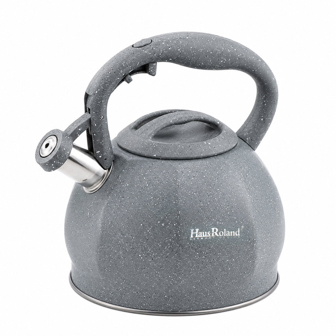 Haus Roland Whistling Kettle, Stovetop Tea Kettle, Stainless Teapot, 3 Liters with Dotted Grain Handles, Fast Boiling, Perfect for Homes, Picnics, and Parties