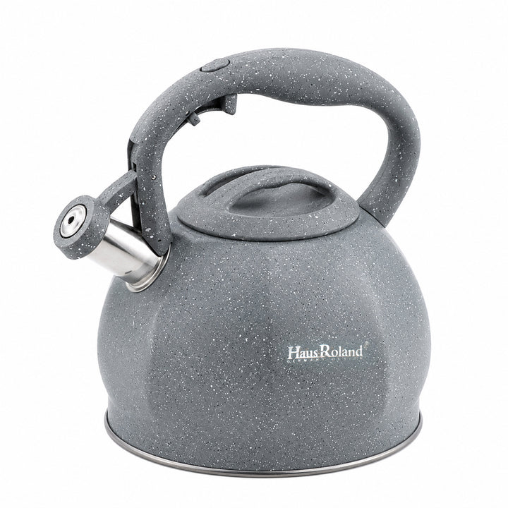 Haus Roland Whistling Kettle, Stovetop Tea Kettle, Stainless Teapot, 3 Liters with Dotted Grain Handles, Fast Boiling, Perfect for Homes, Picnics, and Parties
