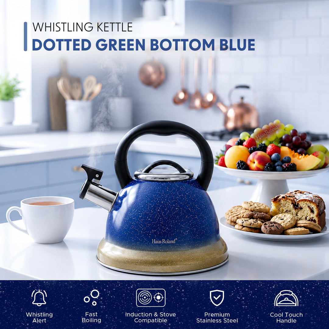 Haus Roland Stainless Steel Tea Kettle, Whistling Teapot, 3.5L Capacity, Suitable for Induction, Gas Stove, Construction, Glitter Finish, Fast Boiling Kitchen Utensil