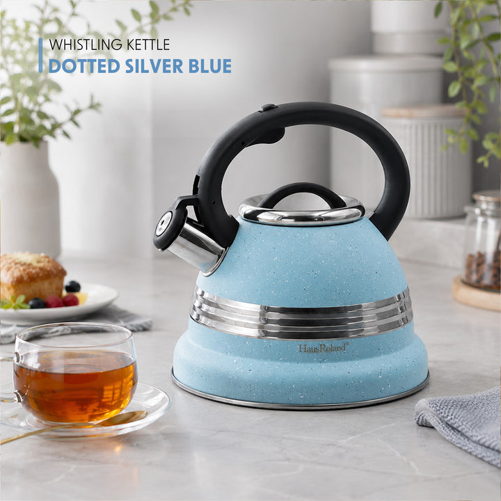 Dotted Whistling Kettle with Single Silver Stripe