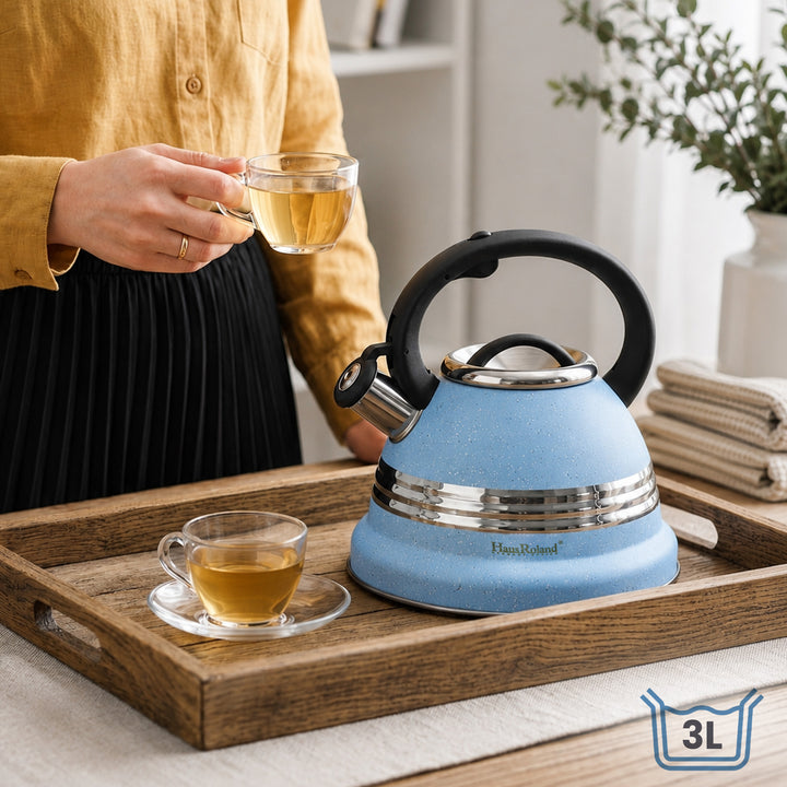 Dotted Whistling Kettle with Single Silver Stripe