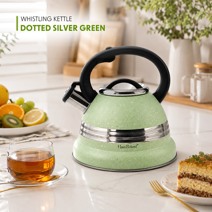 Dotted Whistling Kettle with Single Silver Stripe