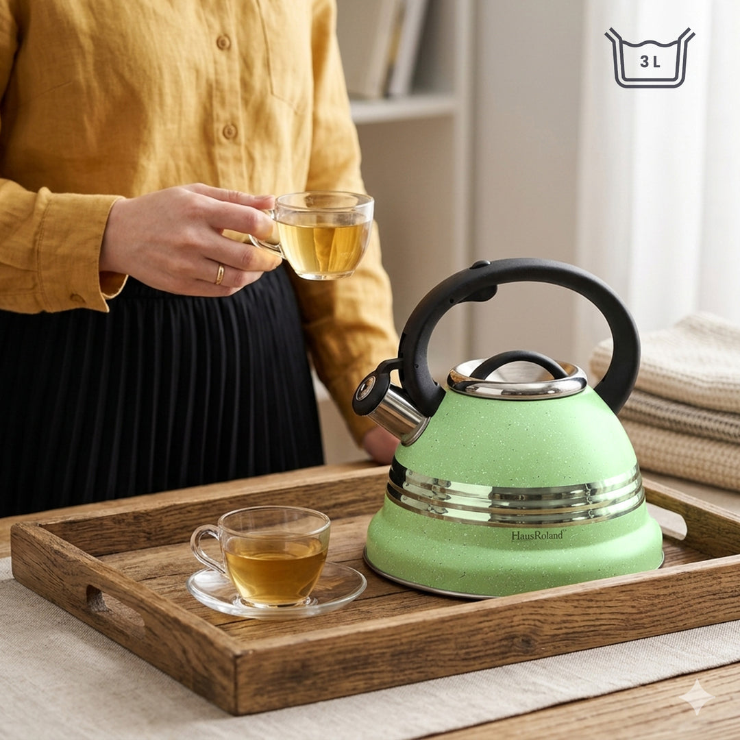 Dotted Whistling Kettle with Single Silver Stripe