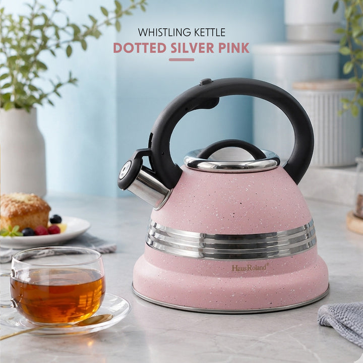 Dotted Whistling Kettle with Single Silver Stripe