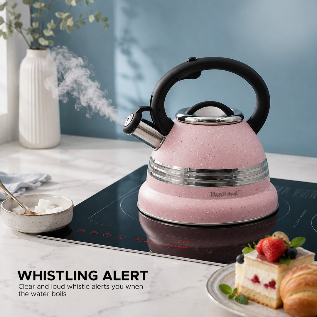 Dotted Whistling Kettle with Single Silver Stripe