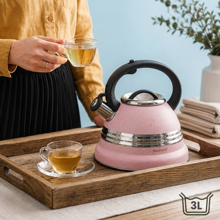 Dotted Whistling Kettle with Single Silver Stripe