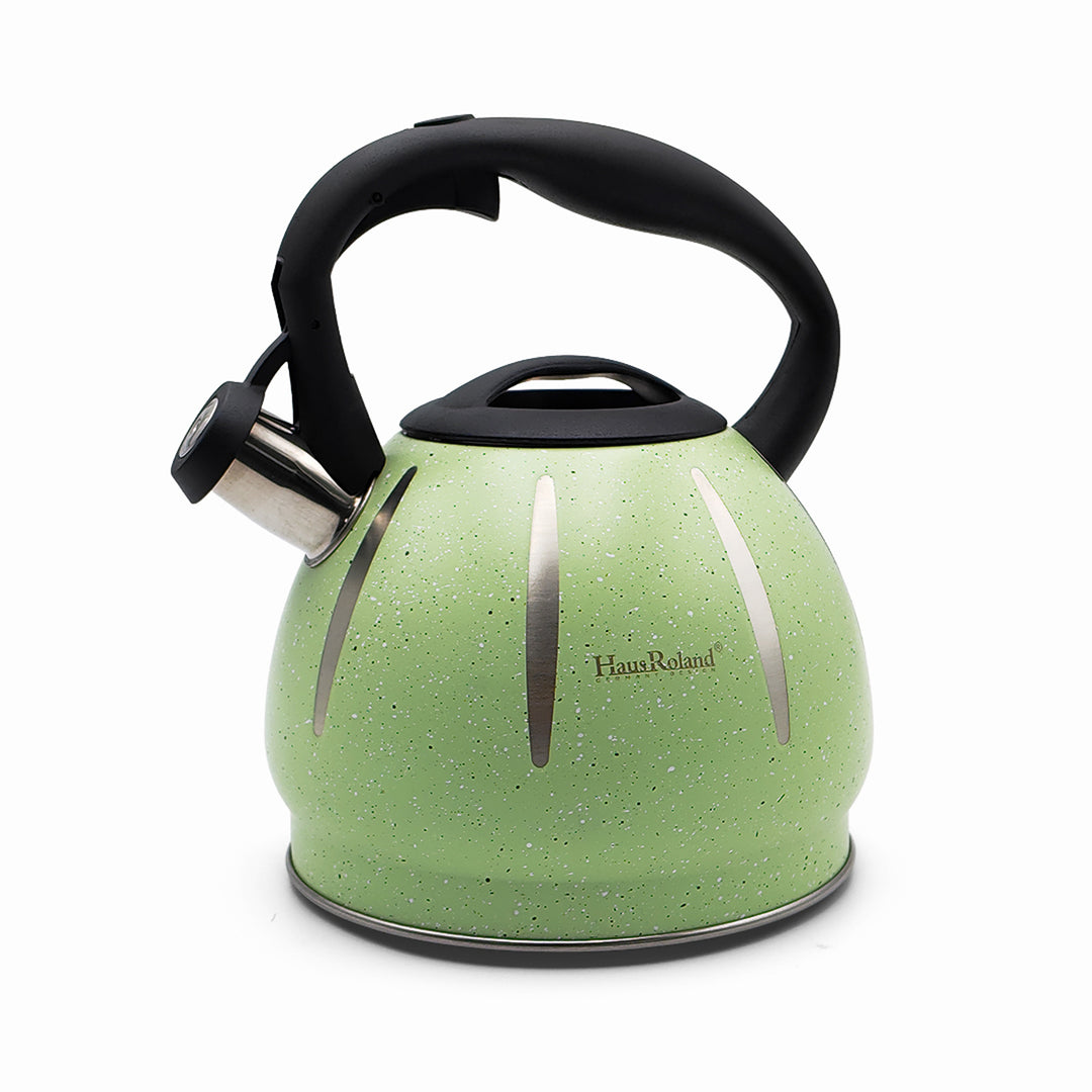 Haus Roland Stainless Steel Tea Kettle, Dotted Kettles, 3 Litres, Whistling Teapot, Stove Top, Stone Finish, Anti-Hot Handle, Anti-Rust, Loud Whistle, Fast Boiling Kitchen Utensil